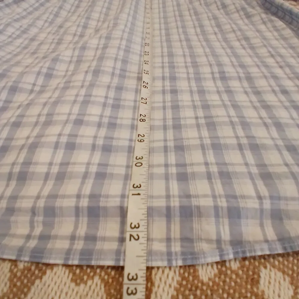 Pronto Uomo Mens Blue/White Plaid Shirt 2XL 100% Cotton Long Sleeve Button-Down